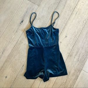 Urban Outfitters Cerulean-Blue Velvet Romper